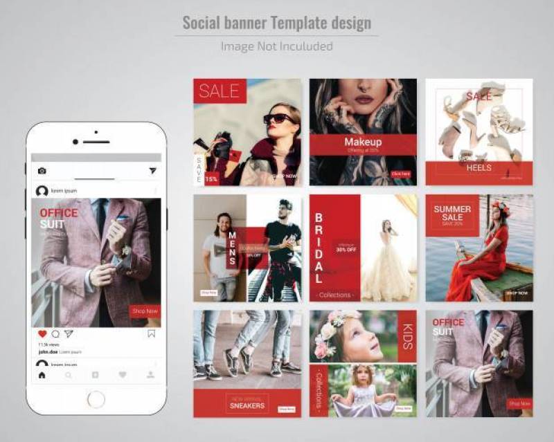 红色时尚社交媒体发布模板