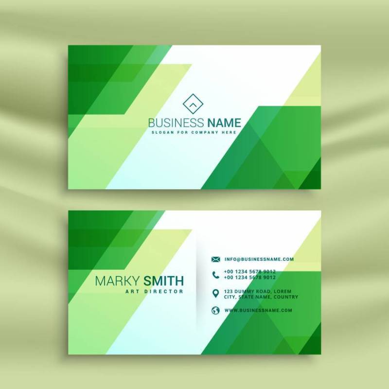 绿色名片模板与抽象的形状