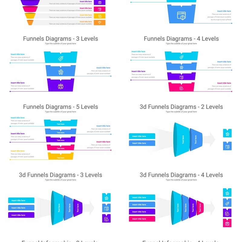 漏斗图信息图PPT模板素材Funnel