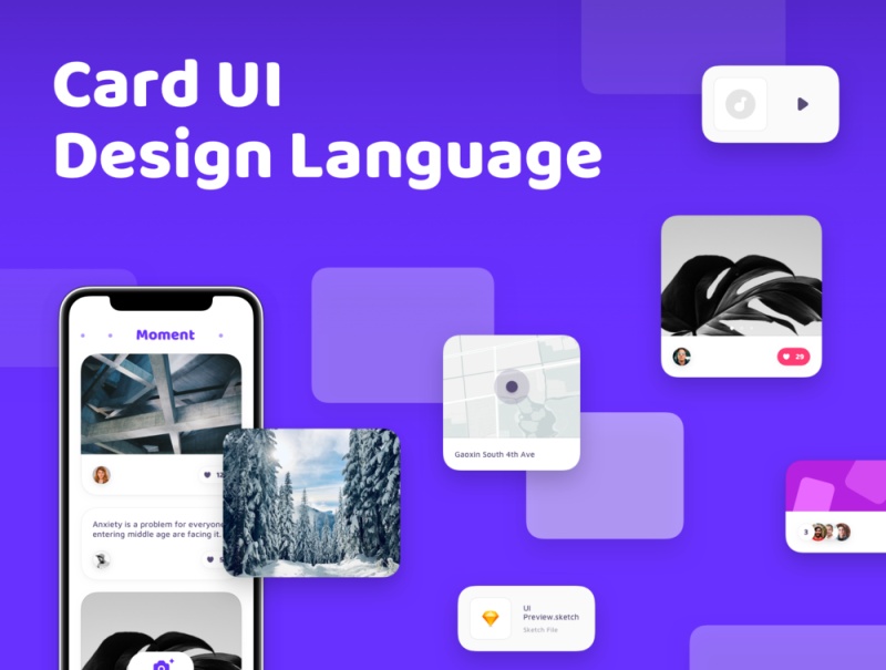 卡UI设计语言，社交应用UI工具包sketch源文件