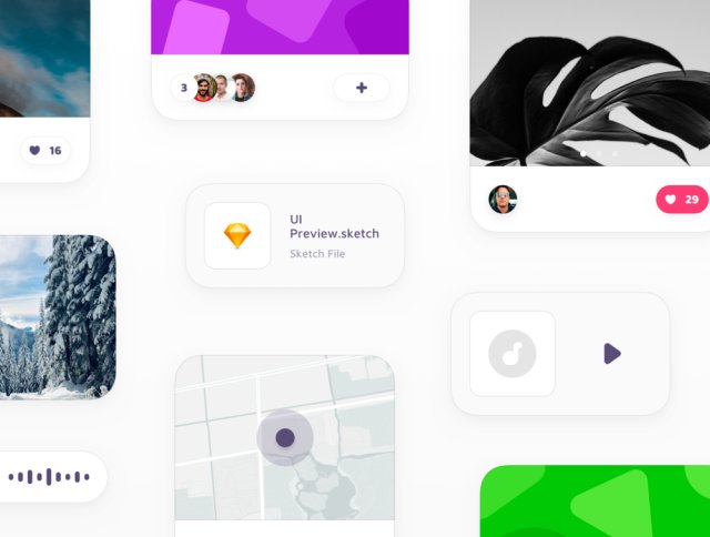 卡UI设计语言，社交应用UI工具包sketch源文件