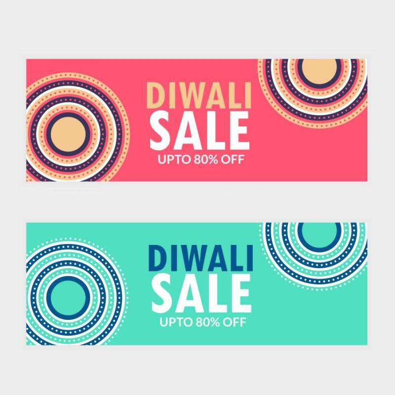 您的品牌的两个diwali销售横幅券