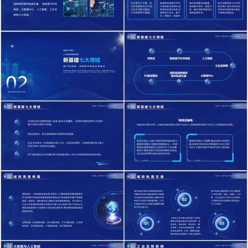 蓝色科技风聚焦新科技新基建宣传介绍动态PPT模板