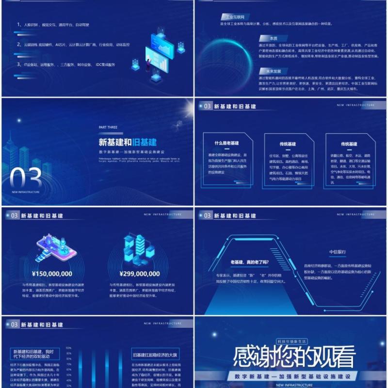 蓝色科技风聚焦新科技新基建宣传介绍动态PPT模板