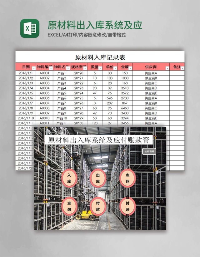 原材料出入库系统及应付账款管理