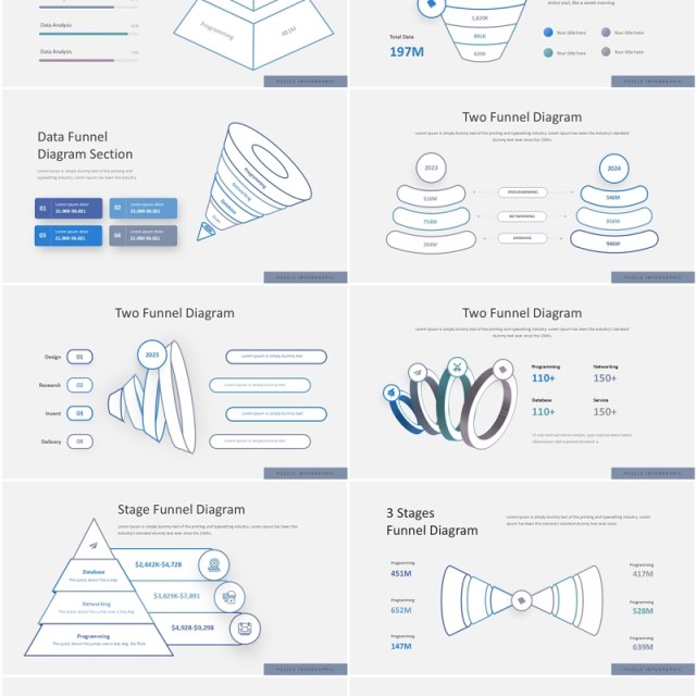 数据漏斗图PPT信息图表模板Funnel Infographic