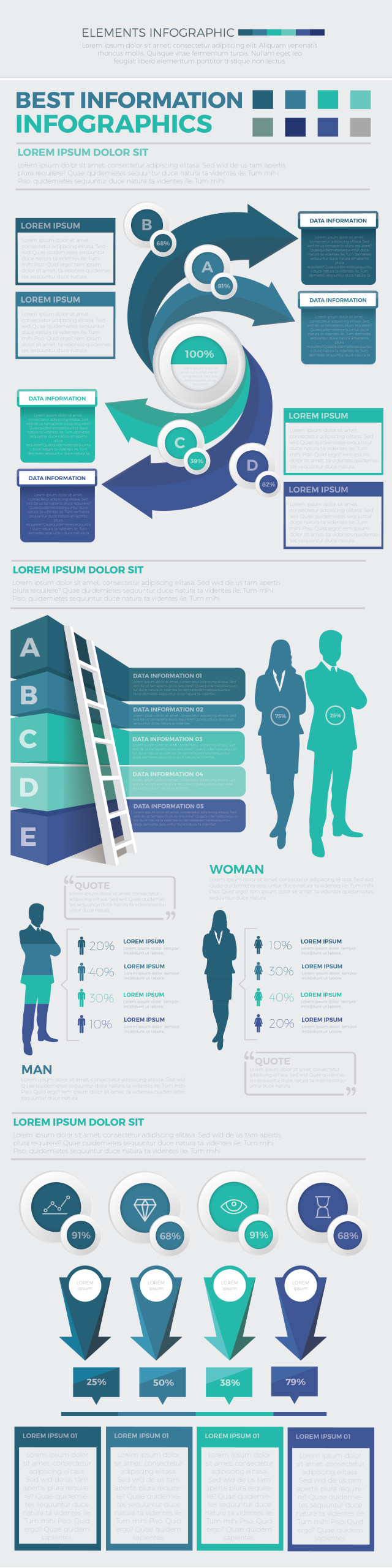 优质信息图表地图元素模板 Infographics Template