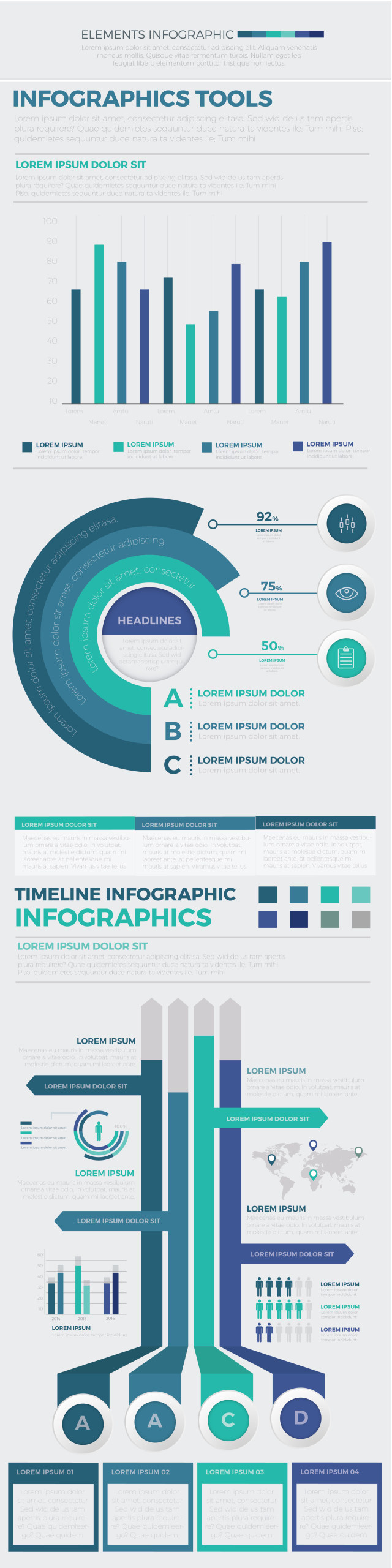 优质信息图表地图元素模板 Infographics Template