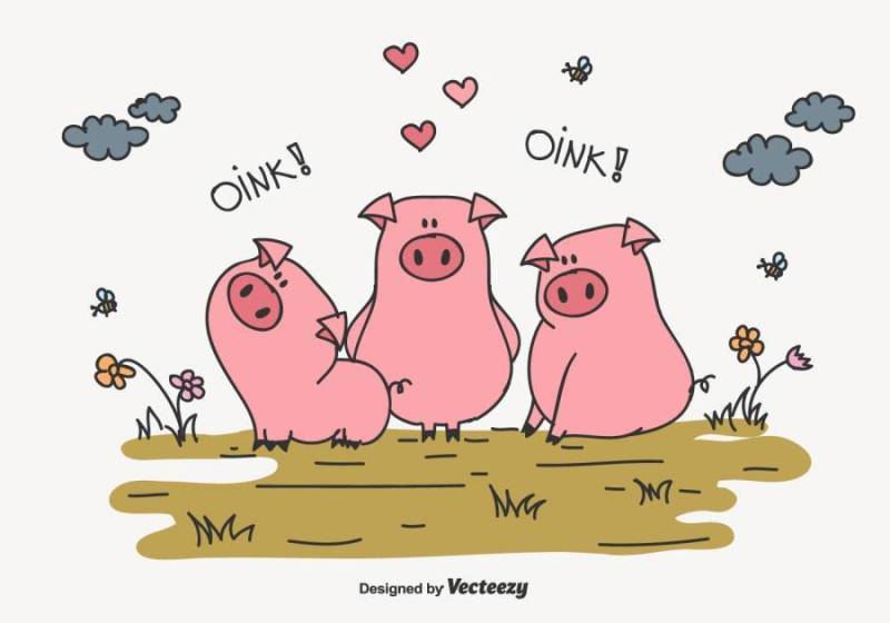 三只小猪矢量图