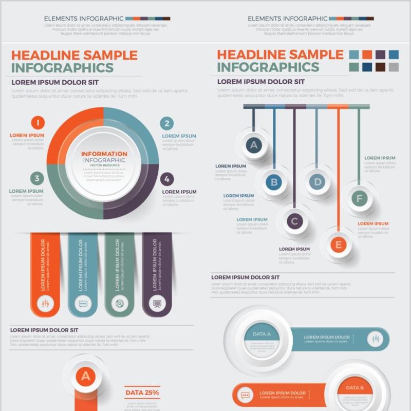 信息图表图形模板元素设计Big Infographics Elements Design