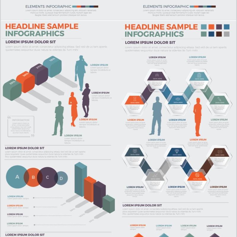信息图表图形模板元素设计Big Infographics Elements Design