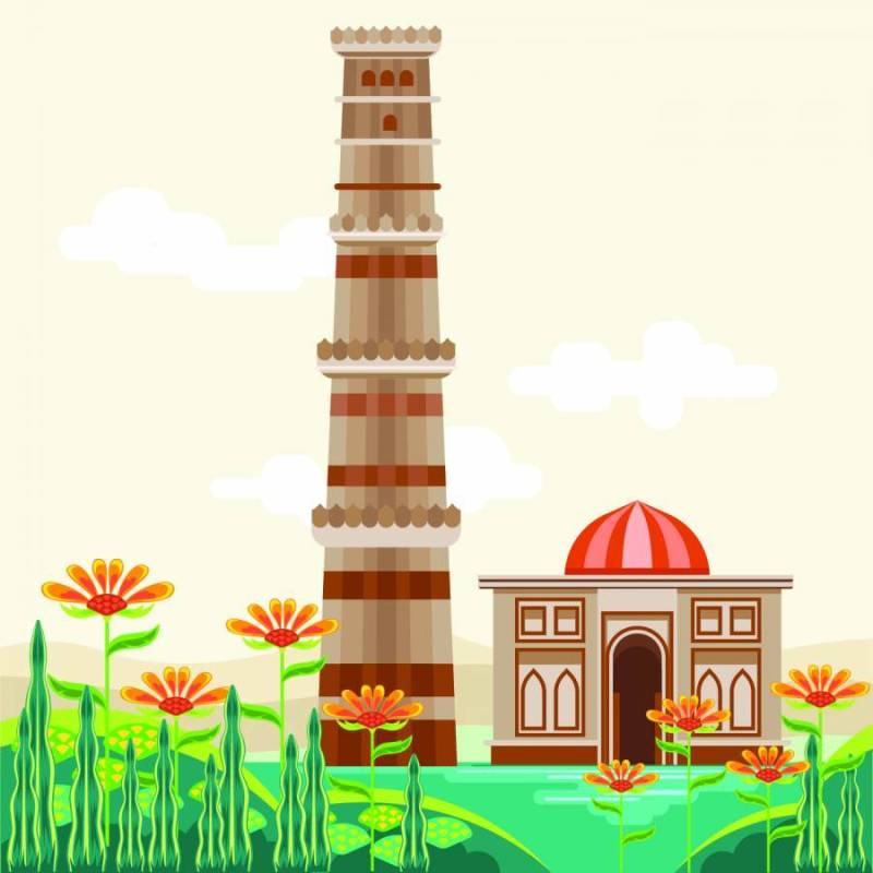Qutub Minar，联合国教科文组织世界遗产之一，建于13世纪初位于印度德里南部