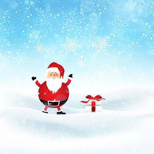 圣诞老人和礼物在多雪的风景