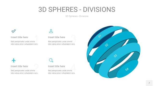 宝石蓝色3D球体切割PPT信息图7