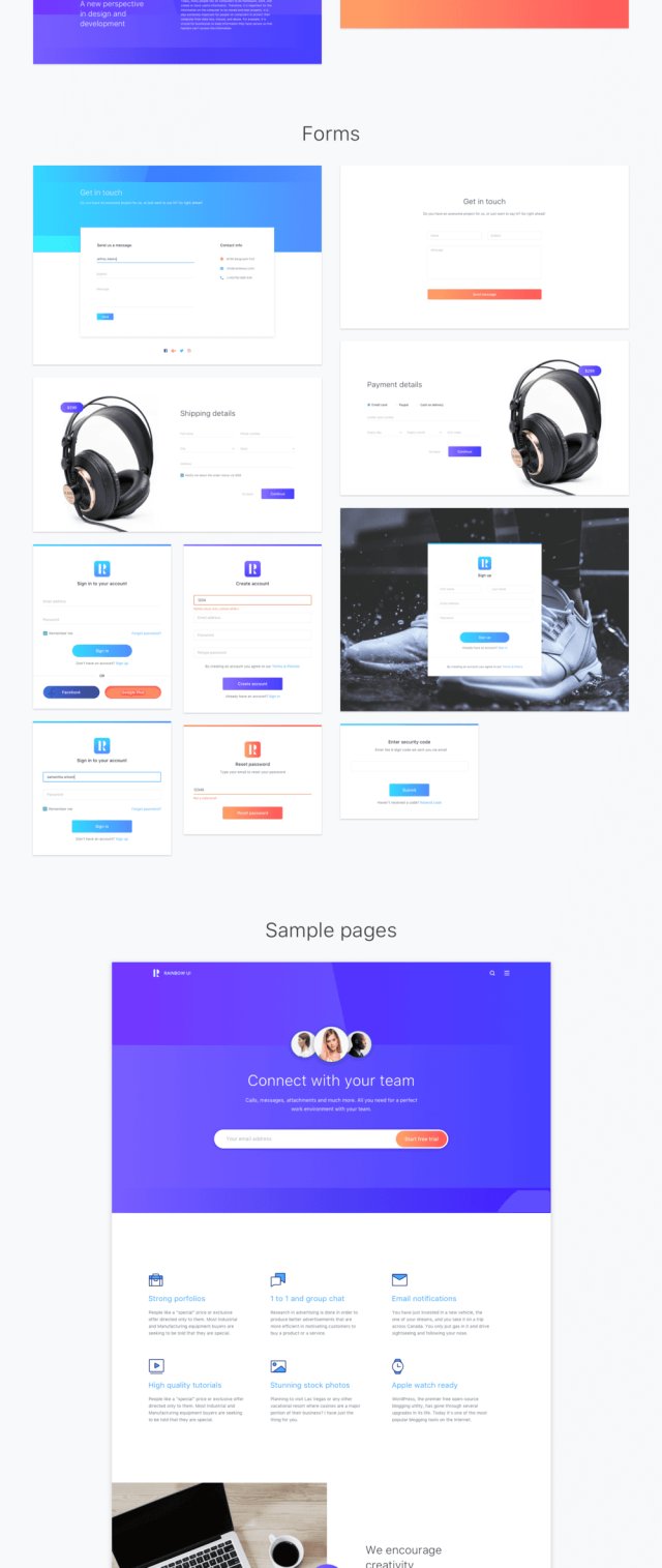 条纹启发基于素描的着陆页UI工具包,史诗彩虹工具包 条纹启发基于素描的着陆页UI工具包,史诗彩虹工具包