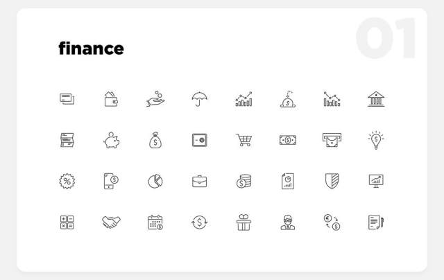 超过280个基本线图标分为17个热门类别，标志性。基本线图标设置