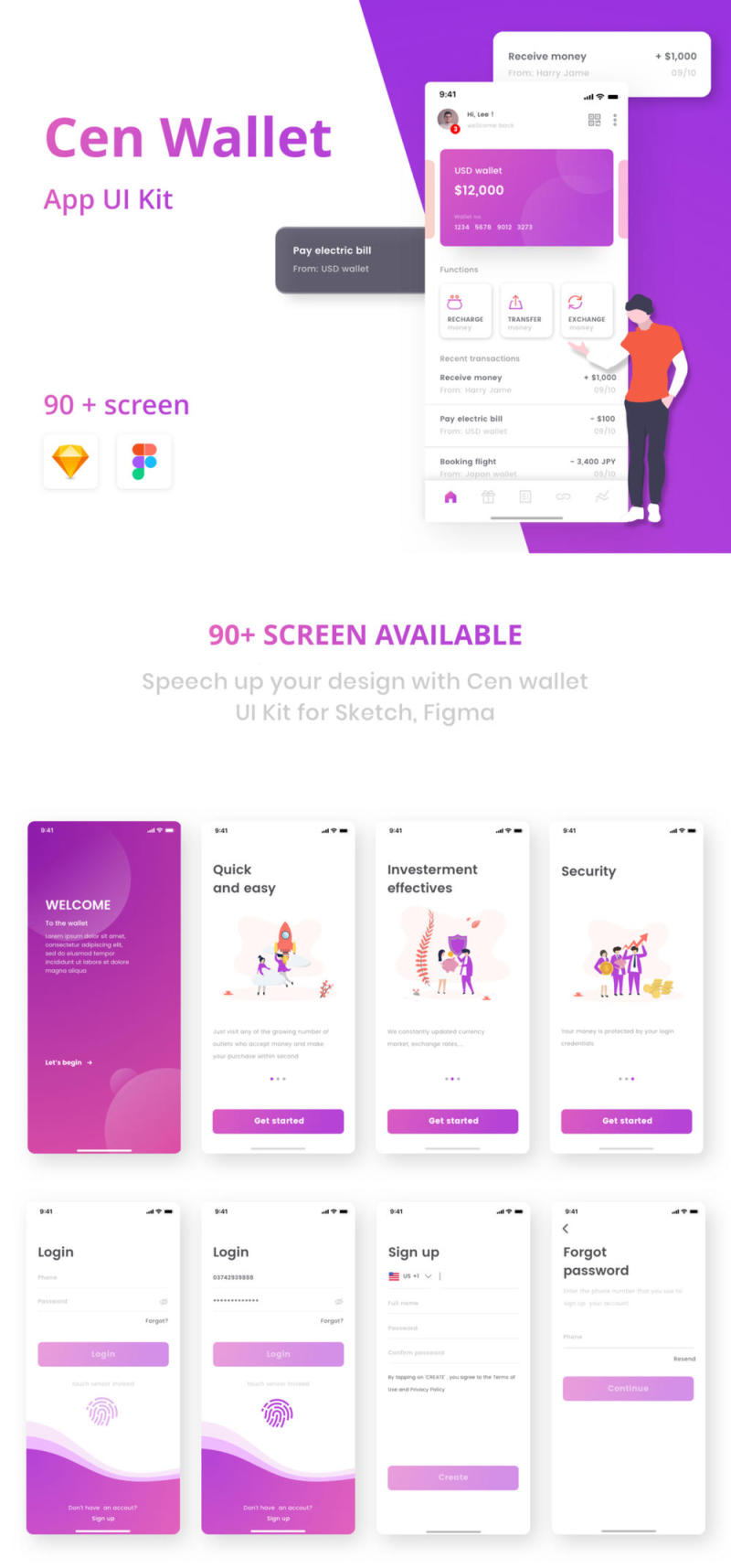 Cen Crypto Wallet App UI套件，Cen Wallet UI套件