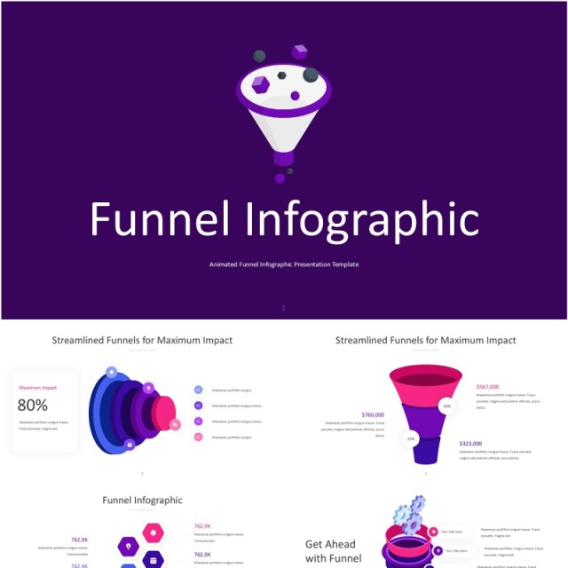 市场销售漏斗图信息图PPT模板Funnel Infographic PPT