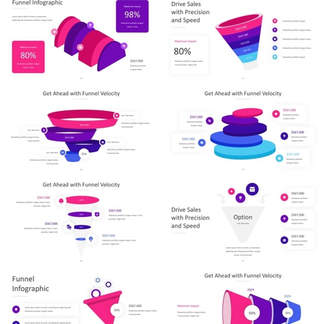 市场销售漏斗图信息图PPT模板Funnel Infographic PPT