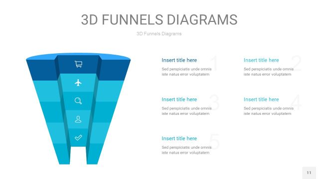 宝石蓝3D漏斗PPT信息图表11