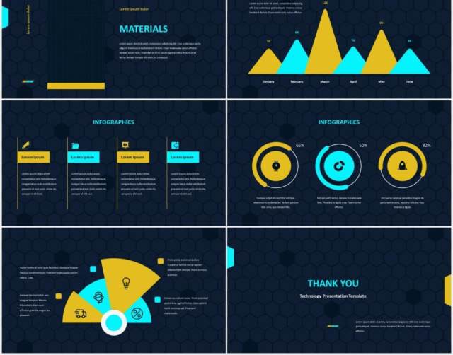 深蓝色技术工作报告图片排版设计PPT模板TECHIE - Technology Presentation Template