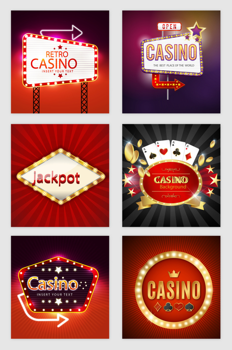 霓虹灯博彩主题光效矢量素材