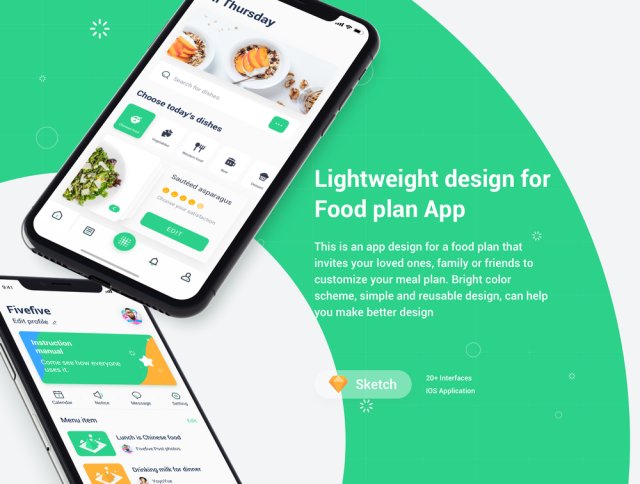 Food Planner app UI设计套件，FoodPlan UI套件