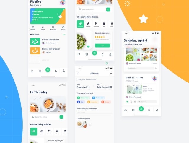Food Planner app UI设计套件，FoodPlan UI套件