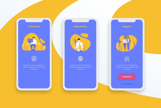 紫色登陆屏幕移动应用程序APP界面办公人物概念插画Onboarding Screens Mobile App 紫色登陆屏幕移动应用程序APP界面办公人物概念插画Onboarding Screens Mobile App