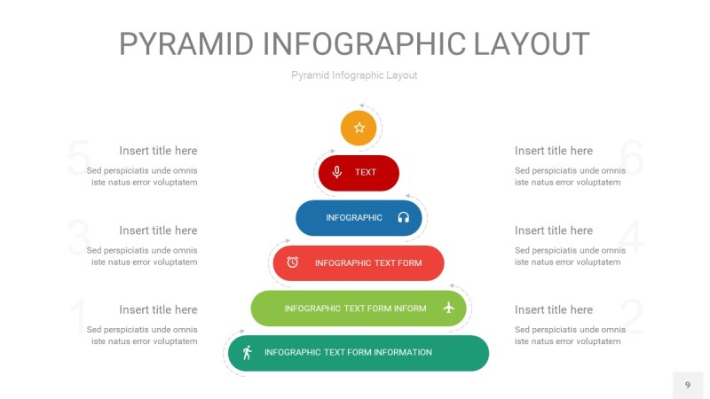 红绿色3D金字塔PPT信息图表9