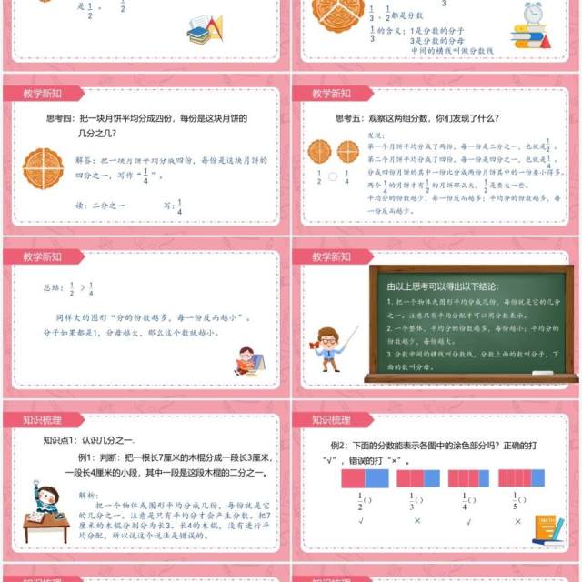 部编版三年级数学上册几分之一课件PPT模板