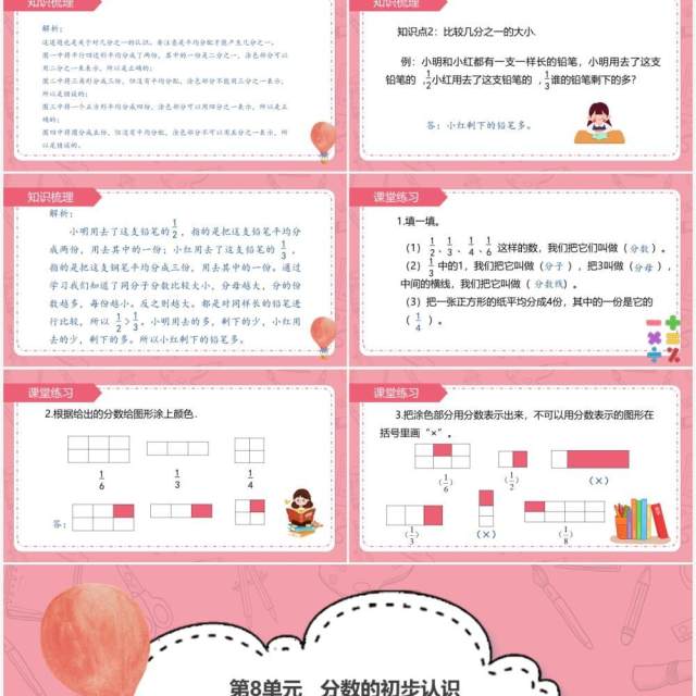 部编版三年级数学上册几分之一课件PPT模板