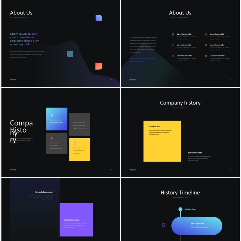 深色公司项目计划报告市场营销策划PPT素材模板可插图Impress Dark Anmt
