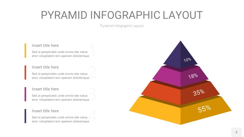 彩色3D金字塔PPT信息图表3