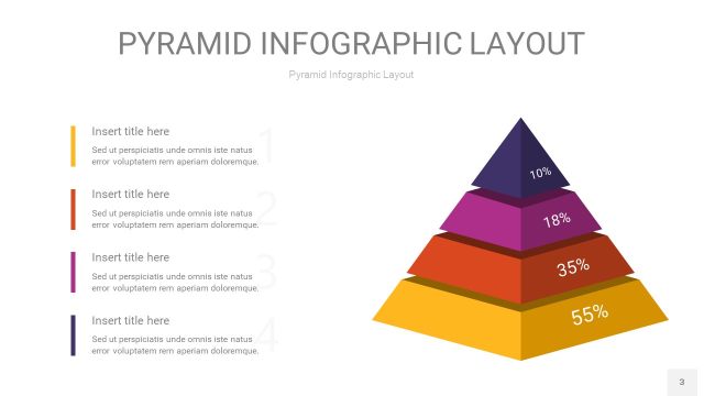 彩色3D金字塔PPT信息图表3
