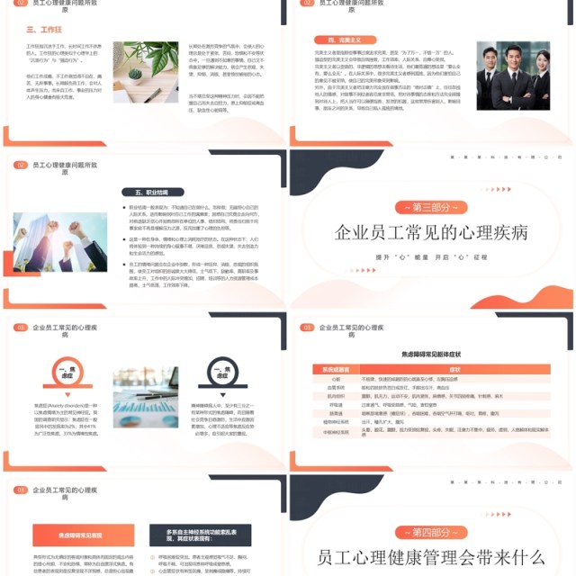 橙色商务风企业员工心理健康培训PPT模板 橙色商务风企业员工心理健康培训PPT模板