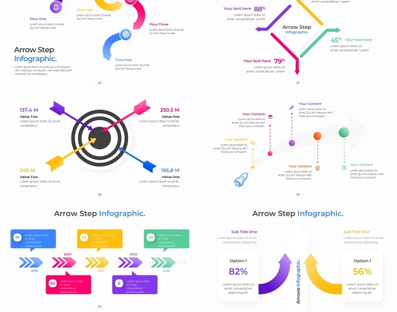 多彩箭头步骤信息图ppt素材