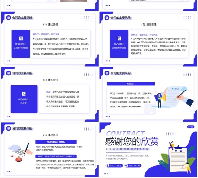 蓝色商务风合同管理培训PPT模板 蓝色商务风合同管理培训PPT模板