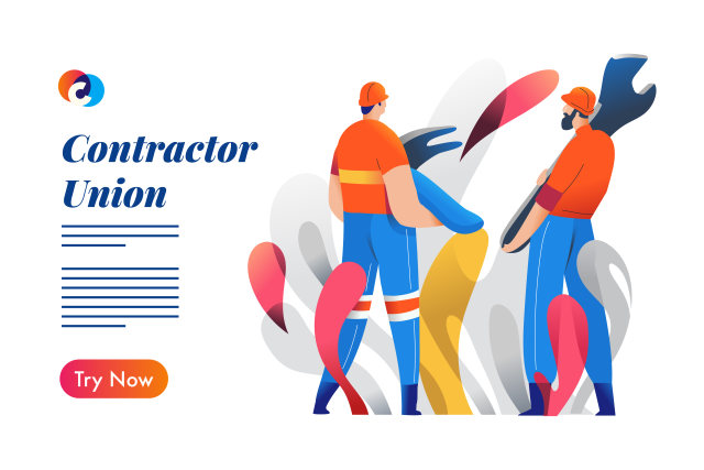 施工人员混合颜色样式矢量EPS插画素材Construction worker - Mixcolor style vector