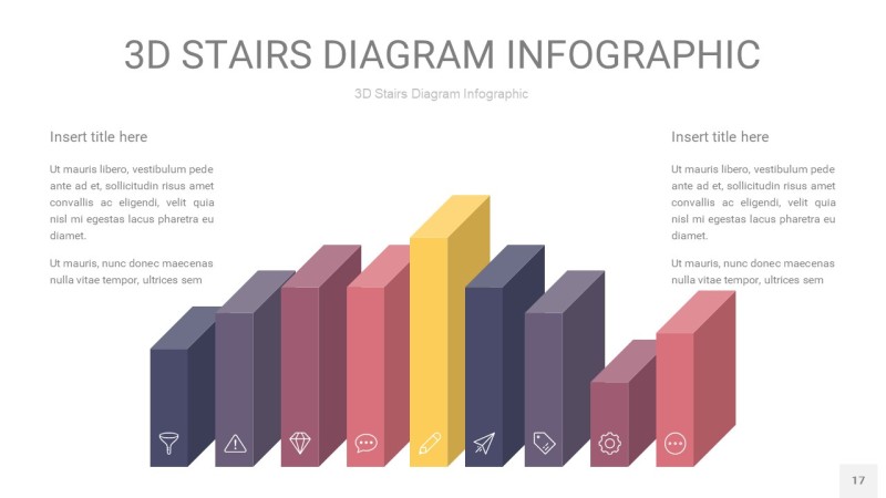 紫黄色3D阶梯PPT图表17