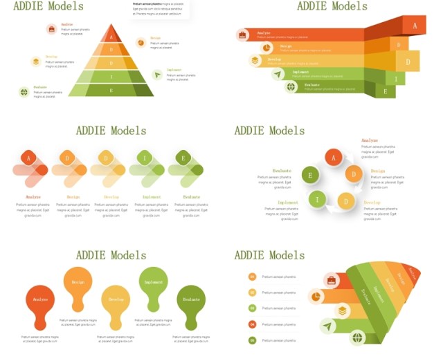 教育教学系统发展信息图PPT素材模板ADDIE Models Infographics