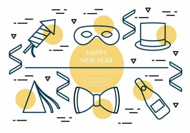  线性新年矢量图标