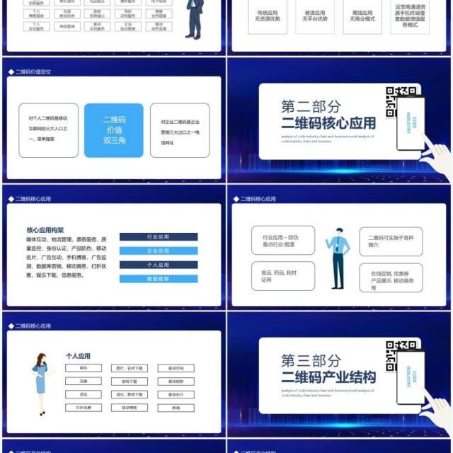 蓝色二维码产业链与商业模式分析动态PPT模板 蓝色二维码产业链与商业模式分析动态PPT模板