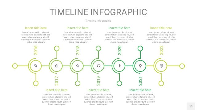 浅绿色时间轴PPT信息图13