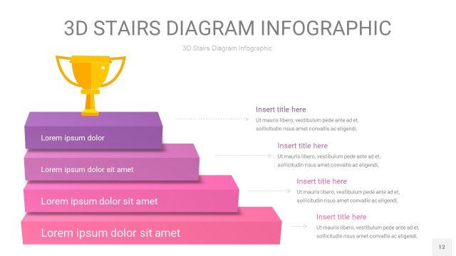 渐变粉紫色3D阶梯PPT图表12