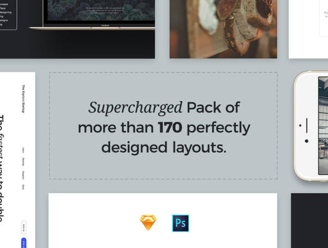 巨型网页模板UI工具包（含170个网页模板数百个页面元素20个登陆页面PSD和sketch源文件打包下载）