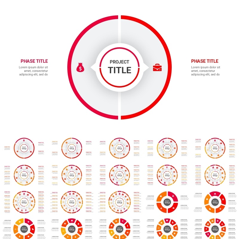 红色循环图圆形信息图PPT模板素材Cycle Infographics