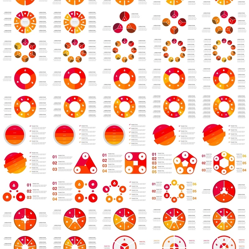 红色循环图圆形信息图PPT模板素材Cycle Infographics