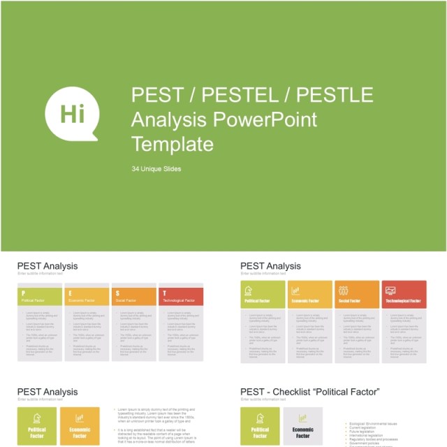 企业战略宏观环境发展趋势分析PPT模板素材PEST colored 企业战略宏观环境发展趋势分析PPT模板素材PEST colored