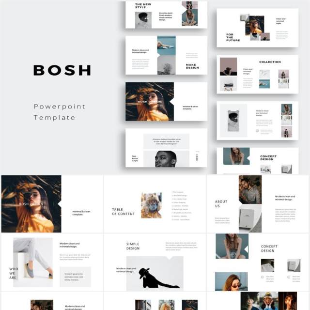 摄影作品图文展示个人简历PPT模板BOSH - Powerpoint Template